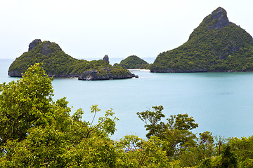 Image showing  boat coastline of a  and tree  south china sea thailand kho pha