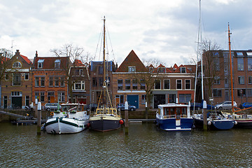 Image showing Ships in the port of Dodrecht Netherlands