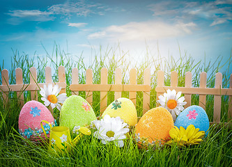 Image showing Decorated easter eggs