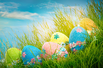 Image showing Decorated easter eggs