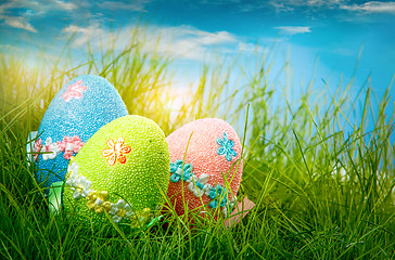 Image showing Decorated easter eggs