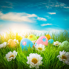 Image showing Decorated easter eggs