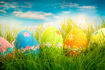 Image showing Decorated easter eggs