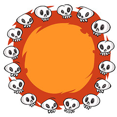 Image showing Cartoon Skulls Round Frame on White Background