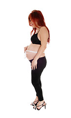 Image showing Pregnant woman measuring belly.