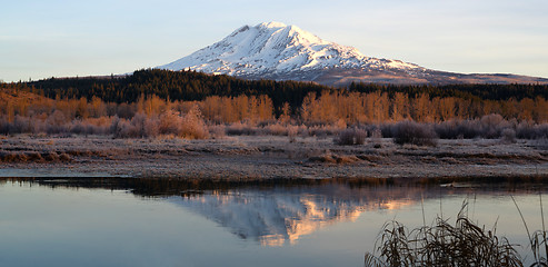 Image showing Still Morning Sunrise Trout Lake Adams Mountain Gifford Pinchot 