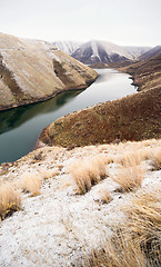 Image showing Reservoir Snake River Canyon Cold Frozen Snow Winter Travel Land