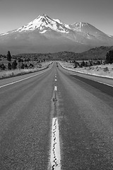 Image showing California Highway Heads Toward Mountain Landscape Mt Shasta Cas