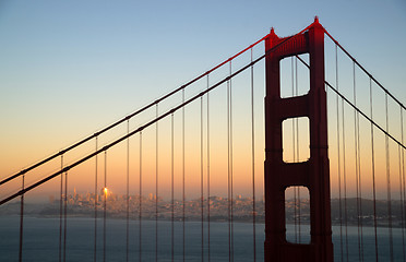 Image showing Sunset San Francisco Golden Gate Bridge Pacific Ocean West Coast