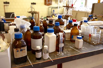 Image showing Laboratory with a lot of bottles