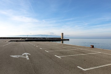 Image showing Empty parking lot at the sea