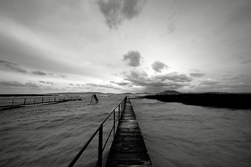 Image showing Wooden path trough the lakes