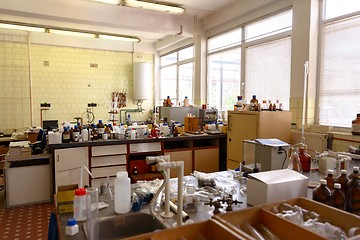 Image showing Laboratory with a lot of bottles