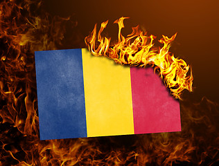 Image showing Flag burning - Romania