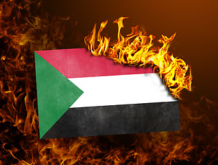 Image showing Flag burning - Sudan