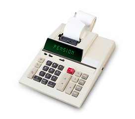 Image showing Old calculator - pension