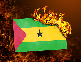 Image showing Flag burning - Sao Tome and Principe