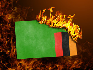 Image showing Flag burning - Zambia