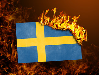 Image showing Flag burning - Sweden