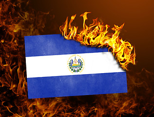 Image showing Flag burning - El Salvador