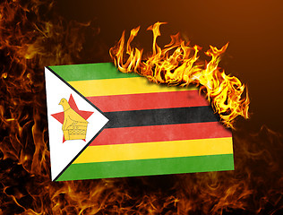 Image showing Flag burning - Zimbabwe