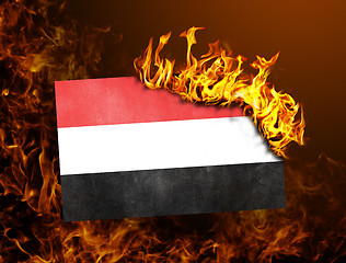 Image showing Flag burning - Yemen
