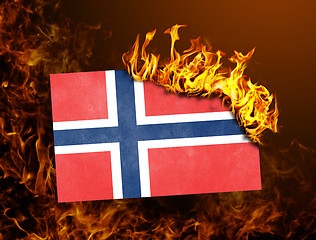 Image showing Flag burning - Norway