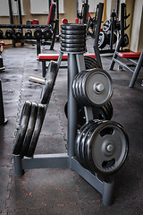 Image showing Barbell plates rack