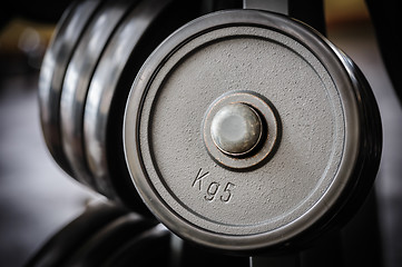 Image showing Barbell plates rack