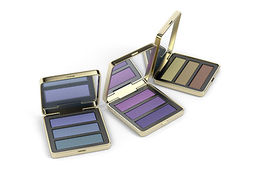 Image showing Eye shadows in gold boxes