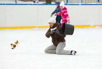 Image showing Falling down with bucket