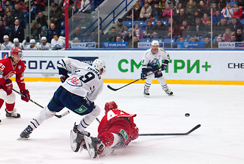 Image showing A. Kudinov (44) fall down on ice