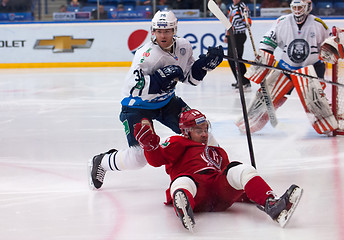 Image showing D. Tsiganov (10) fall on the ice