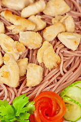 Image showing pasta with chicken meat