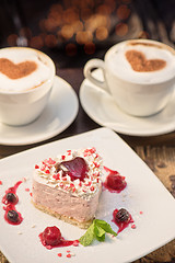 Image showing heart-shaped valentine cake