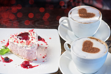 Image showing heart-shaped valentine cake