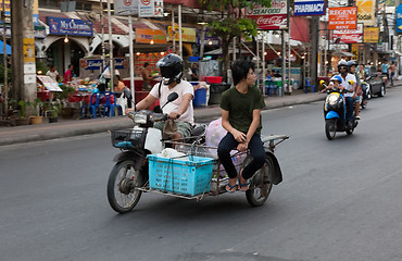 Image showing Patong - APRIL 26: Motorcycles and minibike on the streets of Th