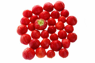 Image showing Big Strawberry Standing Out From The Crowd