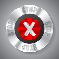 Image showing Shiny metallic stop button