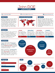 Image showing Modern resume design in blue red and white