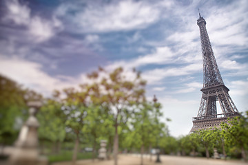 Image showing Eiffel tower in Paris, France. Tilt shift image