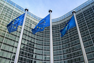 Image showing European Union flags near European commission 