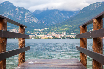 Image showing Boat dock on Como lake in Italy