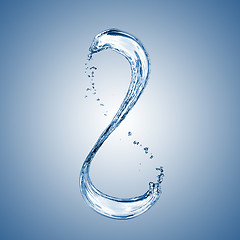 Image showing water splash in shape of number 8 on blue