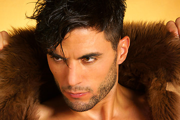 Image showing Portrait of a caucasian young man with fur