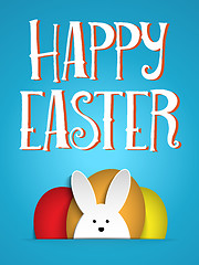 Image showing Happy Easter Rabbit Bunny on Blue Background