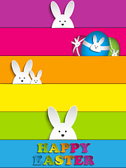 Image showing Happy Easter Rabbit Bunny on Rainbow Background