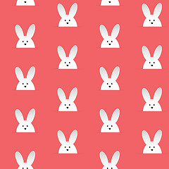 Image showing Happy Easter Rabbit Bunny Pink Seamless Background