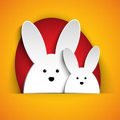 Image showing Happy Easter Rabbit Bunny on Orange Background