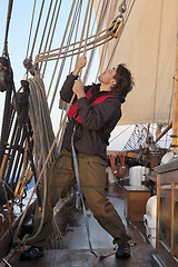 Image showing Young sailor at work